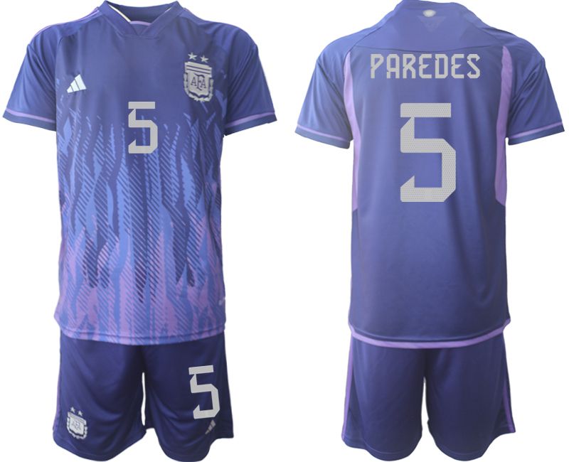 Men 2022 World Cup National Team Argentina away purple 5 Soccer Jersey